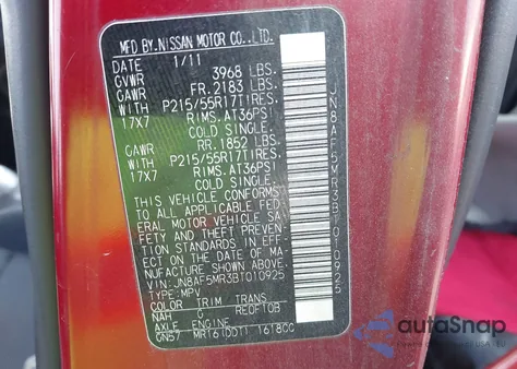 2011 Nissan Juke S из США, поврежденный, VIN JN8AF5MR3BT010925